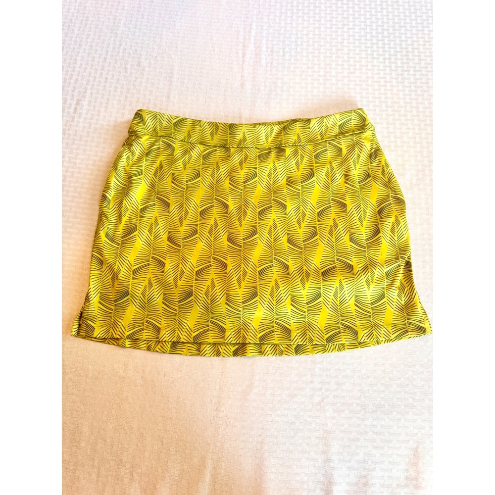 Greg Norman Yellow Palm Print Tennis Golf Skort Pockets Large